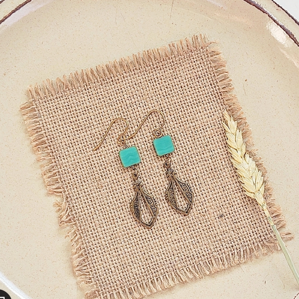 ARTISAN BRASS & CZECH BEAD EARRINGS